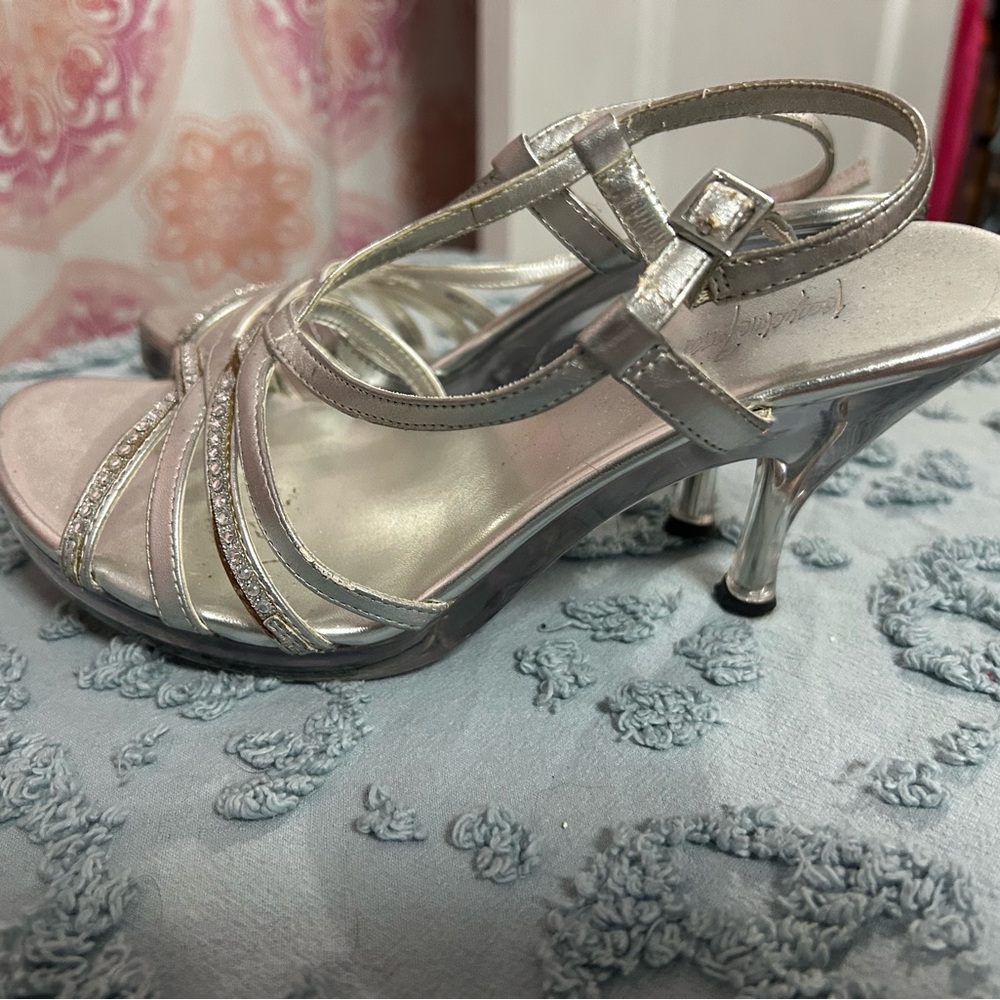 Silver Strappy Heels